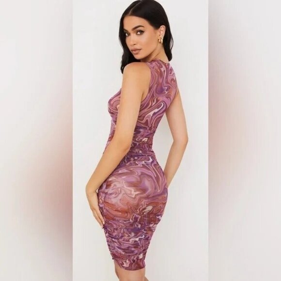 NWT HOUSE OF CB Elodie Purple Swirl Beach DressWomen's Size M - Picture 2 of 13